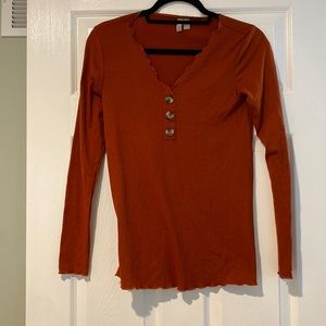[Maternity] ASOS Long Sleeve Rust Frill Neck Long Sleeve